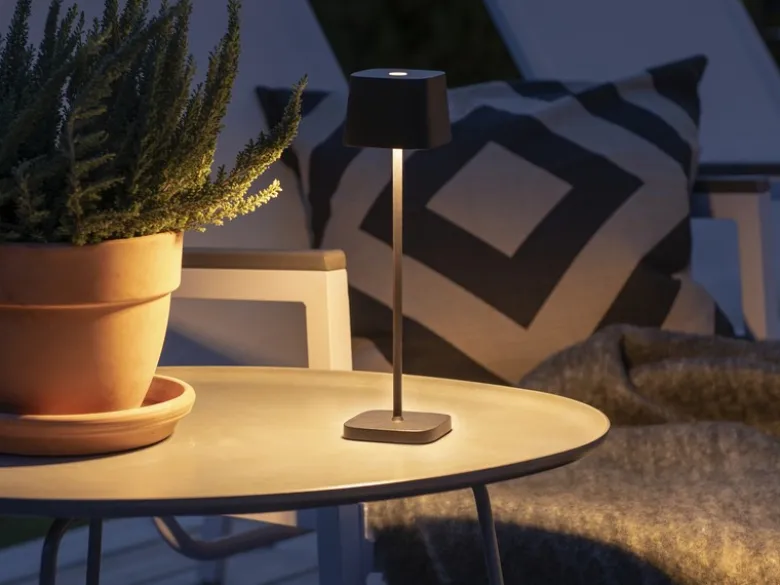 Wiederaufladbare LED Outdoor Tischleuchte CAPRI dimmbar in Schwarz, Höhe 25cm