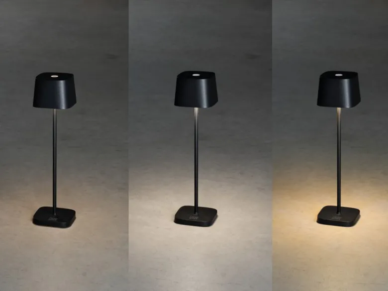 Wiederaufladbare LED Outdoor Tischleuchte CAPRI dimmbar in Schwarz, Höhe 25cm