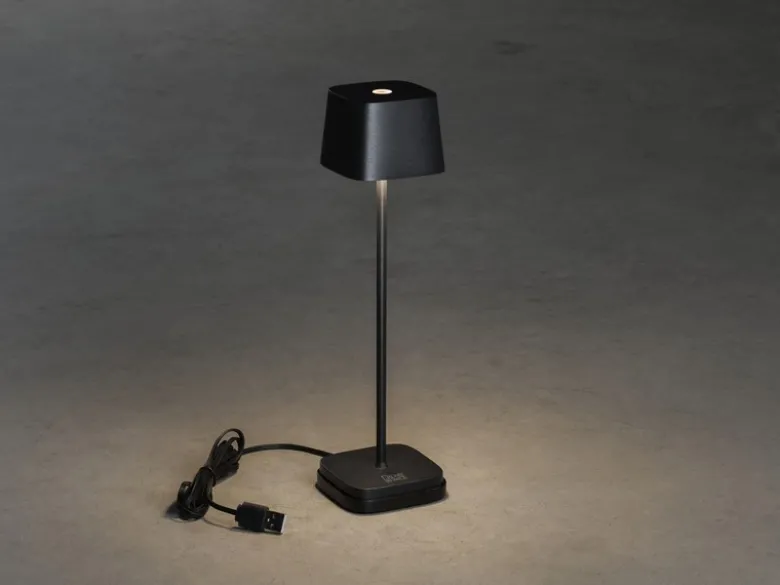 Wiederaufladbare LED Outdoor Tischleuchte CAPRI dimmbar in Schwarz, Höhe 25cm