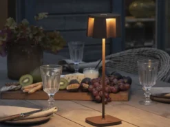 Wiederaufladbare LED Outdoor Tischleuchte NICE dimmbar in Rostoptik, Höhe 36cm