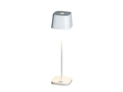 Wiederaufladbare LED Outdoor Tischleuchte CAPRI dimmbar in Weiß, Höhe 25cm
