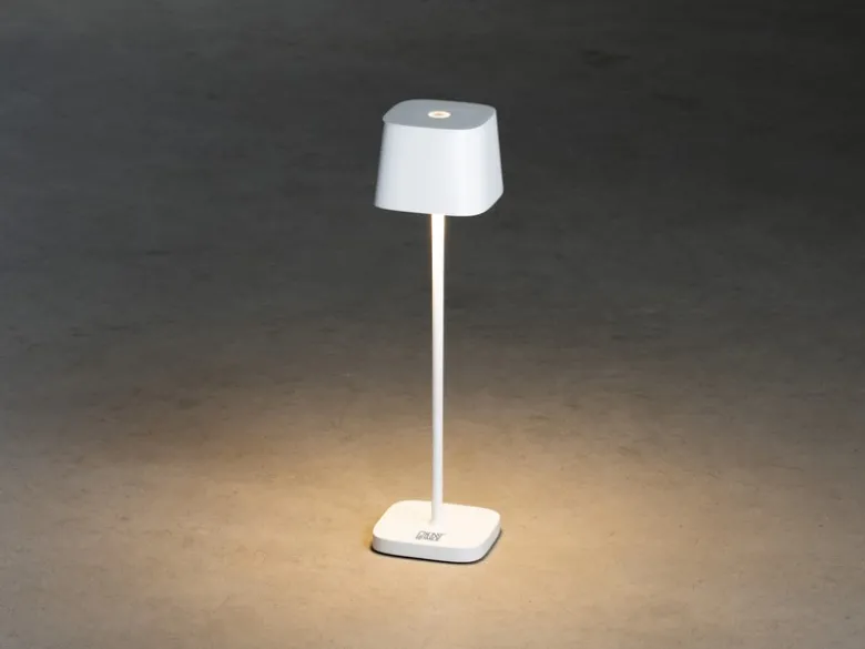 Wiederaufladbare LED Outdoor Tischleuchte CAPRI dimmbar in Weiß, Höhe 25cm