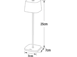 Wiederaufladbare LED Outdoor Tischleuchte CAPRI dimmbar in Weiß, Höhe 25cm