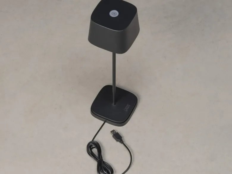 Wiederaufladbare LED Outdoor Akku Tischleuchte CAPRI dimmbar Schwarz, Höhe 36cm