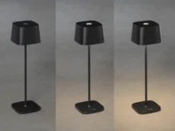 Wiederaufladbare LED Outdoor Akku Tischleuchte CAPRI dimmbar Schwarz, Höhe 36cm