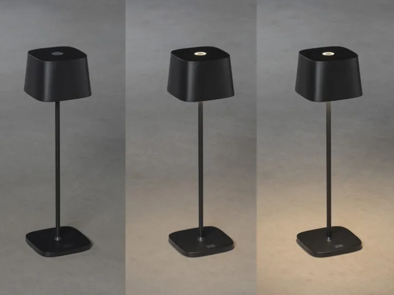 Wiederaufladbare LED Outdoor Akku Tischleuchte CAPRI dimmbar Schwarz, Höhe 36cm