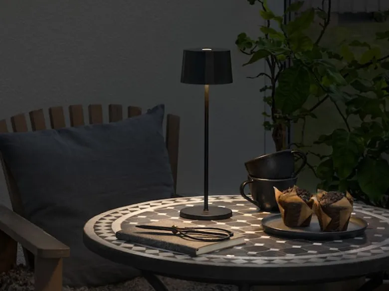 Wiederaufladbare LED Outdoor Akku Tischleuchte POSITANO dimmbar Schwarz, H: 35cm