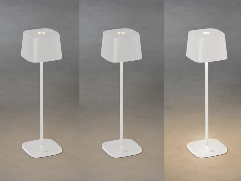 Wiederaufladbare LED Outdoor Akku Tischleuchte CAPRI dimmbar in Weiß, Höhe 36cm