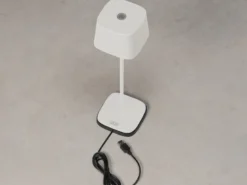 Wiederaufladbare LED Outdoor Akku Tischleuchte CAPRI dimmbar in Weiß, Höhe 36cm