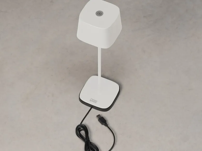Wiederaufladbare LED Outdoor Akku Tischleuchte CAPRI dimmbar in Weiß, Höhe 36cm