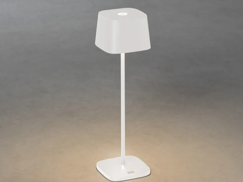 Wiederaufladbare LED Outdoor Akku Tischleuchte CAPRI dimmbar in Weiß, Höhe 36cm
