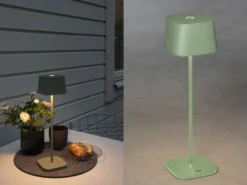 Wiederaufladbare LED Outdoor Akku Tischleuchte CAPRI dimmbar Grün, Höhe 36cm