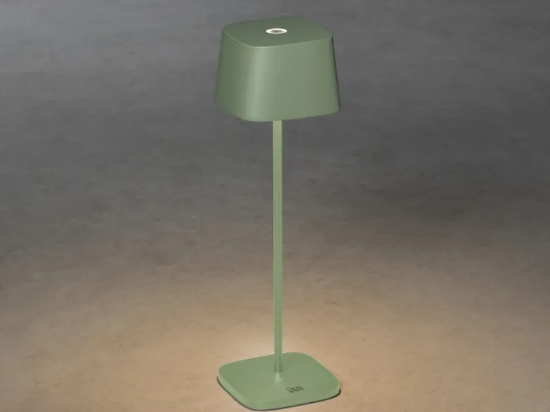 Wiederaufladbare LED Outdoor Akku Tischleuchte CAPRI dimmbar Grün, Höhe 36cm