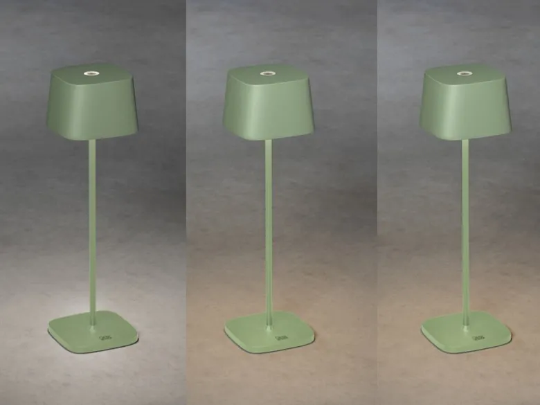Wiederaufladbare LED Outdoor Akku Tischleuchte CAPRI dimmbar Grün, Höhe 36cm