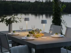 Wiederaufladbare LED Outdoor Akku Tischleuchte POSITANO dimmbar Weiß, Höhe 35cm