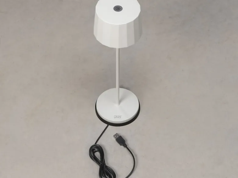 Wiederaufladbare LED Outdoor Akku Tischleuchte POSITANO dimmbar Weiß, Höhe 35cm