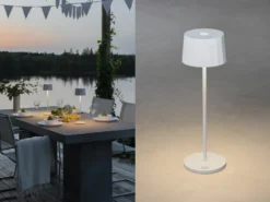 Wiederaufladbare LED Outdoor Akku Tischleuchte POSITANO dimmbar Weiß, Höhe 35cm