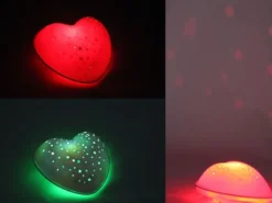2 x LED Nachtlicht SOLAR HEART projiziert Herzen/Sterne mit Solar/USB aufladbar