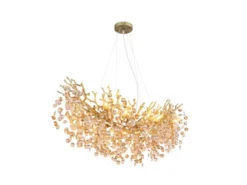 XL Kronleuchter QUEENA Gold 10-flammig Glas Kristall 2-farbig, Breite: 110cm