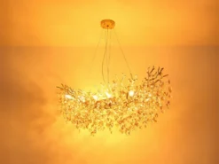XL Kronleuchter QUEENA Gold 10-flammig Glas Kristall 2-farbig, Breite: 110cm