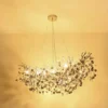 XL Kronleuchter QUEENA Silber 10-flammig Glas Kristall 2-farbig, Breite: 110cm