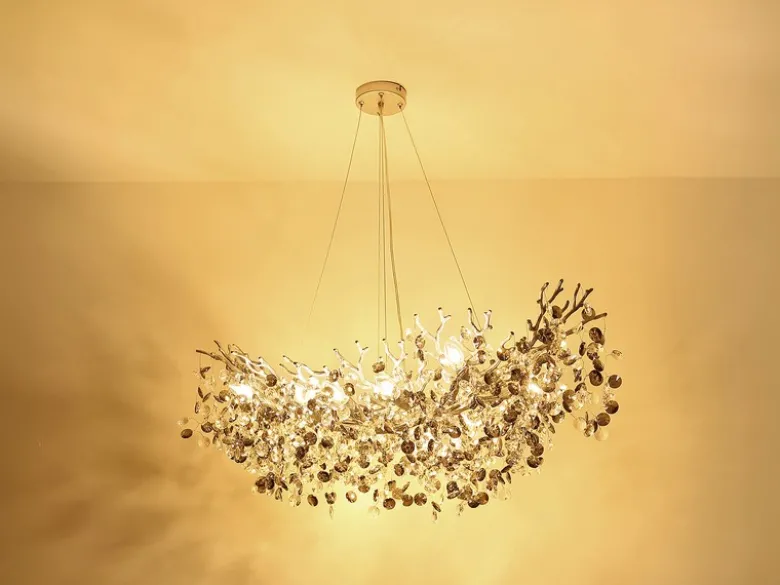 XL Kronleuchter QUEENA Silber 10-flammig Glas Kristall 2-farbig, Breite: 110cm