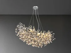 XL Kronleuchter QUEENA Silber 10-flammig Glas Kristall 2-farbig, Breite: 110cm