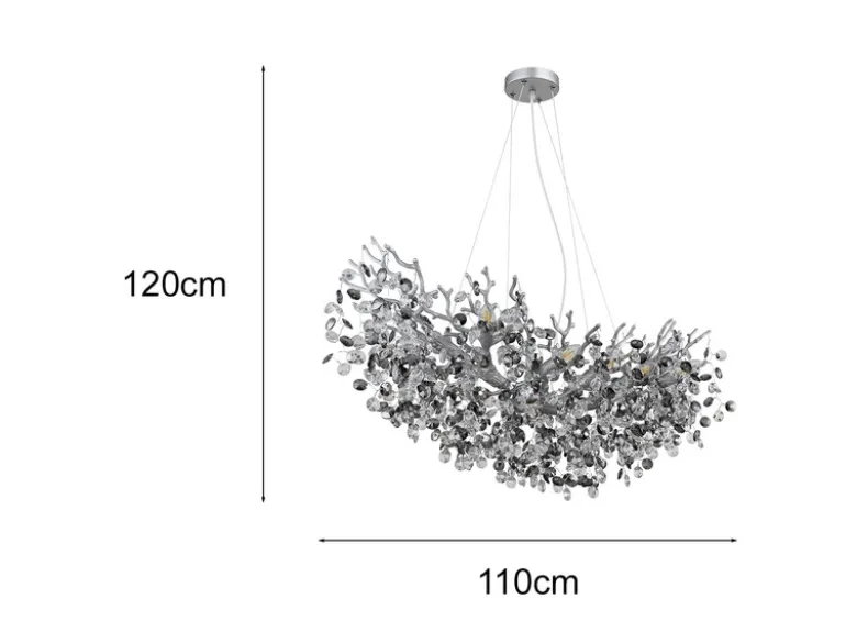 XL Kronleuchter QUEENA Silber 10-flammig Glas Kristall 2-farbig, Breite: 110cm