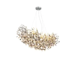 XL Kronleuchter QUEENA Silber 10-flammig Glas Kristall 2-farbig, Breite: 110cm