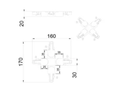 X-Verbinder Weiß für 2-Phasen Schienensystem DUOline