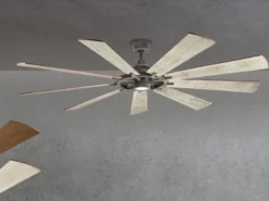 XXL Deckenventilator mit Licht & wendbaren Flügeln in 2 Dekoren, Ø 216cm