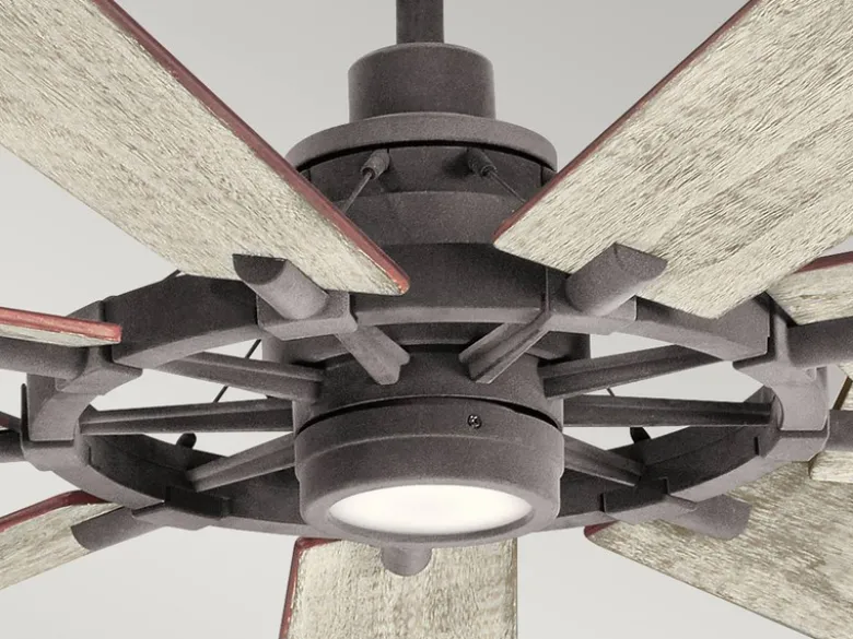 XXL Deckenventilator mit Licht & wendbaren Flügeln in 2 Dekoren, Ø 216cm
