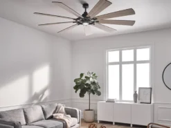 XXL Deckenventilator mit Licht & wendbaren Flügeln in 2 Dekoren, Ø 216cm