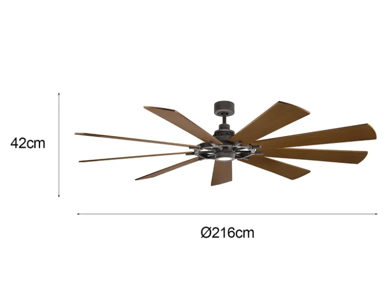 XXL Deckenventilator mit Licht & wendbaren Flügeln in 2 Dekoren, Ø 216cm