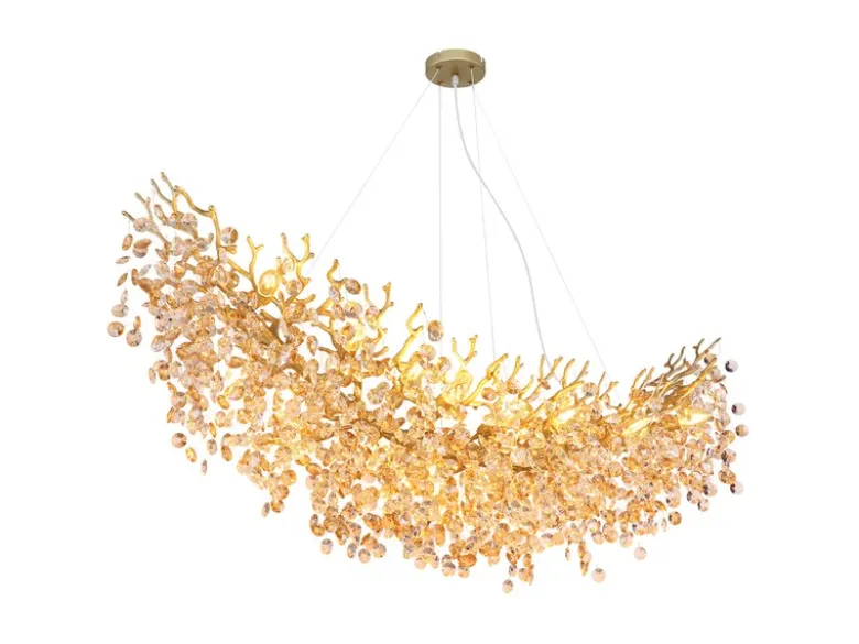 XXL Kronleuchter QUEENA Gold 16-flammig Glas Kristall 2-farbig, Breite: 150cm