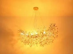XXL Kronleuchter QUEENA Gold 16-flammig Glas Kristall 2-farbig, Breite: 150cm
