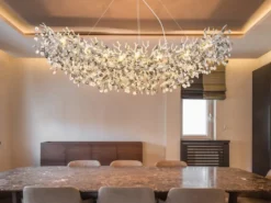 XXL Kronleuchter QUEENA Silber 16-flammig Glas Kristall 2-farbig, Breite: 150cm