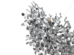 XXL Kronleuchter QUEENA Silber 16-flammig Glas Kristall 2-farbig, Breite: 150cm