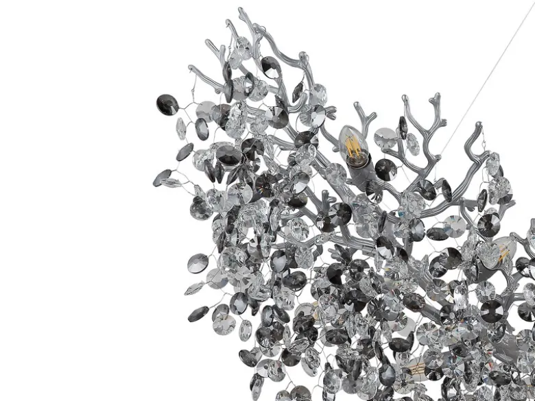 XXL Kronleuchter QUEENA Silber 16-flammig Glas Kristall 2-farbig, Breite: 150cm