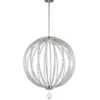 XXL LED Designer Pendelleuchte OBERLIN Kugel mit Perlen aus Kristallglas, Ø 81cm