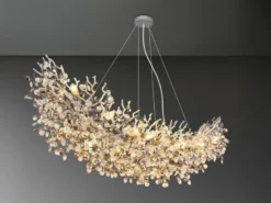 XXL LED Kronleuchter Silber 16-flammig mit Glas Kristall 2-farbig, Breite 150cm