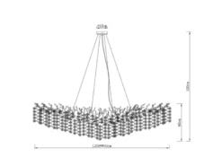 XXL LED Kronleuchter Silber 16-flammig mit Glas Kristall 2-farbig, Breite 150cm