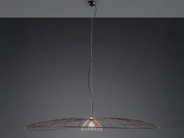 XXL LED Pendelleuchte mit Gitter Lampenschirm Schwarz Gold, Ø 200cm