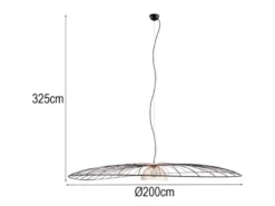 XXL LED Pendelleuchte mit Gitter Lampenschirm Schwarz Gold, Ø 200cm