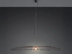 XXL LED Pendelleuchte mit Gitter Lampenschirm Schwarz Gold, Ø 200cm