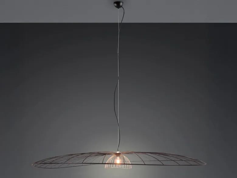 XXL LED Pendelleuchte mit Gitter Lampenschirm Schwarz Gold, Ø 200cm