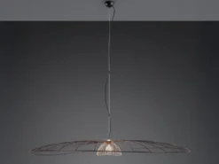 XXL Pendelleuchte LAURIS mit Gitter Lampenschirm Schwarz Gold, Ø 200cm