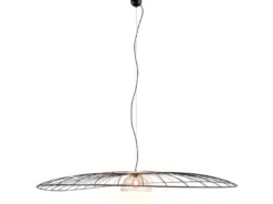 XXL Pendelleuchte LAURIS mit Gitter Lampenschirm Schwarz Gold, Ø 200cm