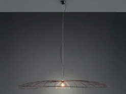 XXL Pendelleuchte LAURIS mit Gitter Lampenschirm Schwarz Gold, Ø 200cm