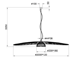 XXL Pendelleuchte LAURIS mit Gitter Lampenschirm Schwarz Gold, Ø 200cm